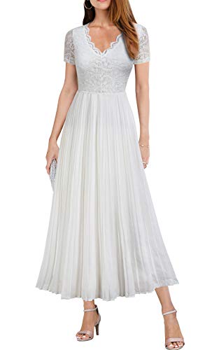 Viwenni Women's V Neck Summer Sexy Lace Party Wedding Maxi Chiffon Long Dress Viwenni Women's V Neck Summer Sexy Lace Party Wedding Maxi Chiffon Long Dress