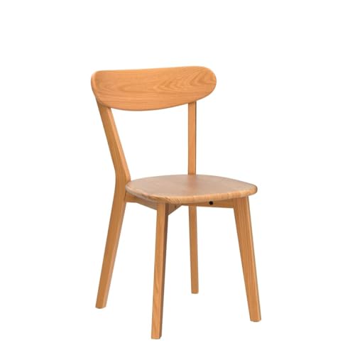 Image of 100% Solid Wood Dining Chairs,Mid Century Modern Dining Chairs with Rounded Backrest,Kitchen,Dining Room Chairs Set of 1 /2 /4 (2, Original Wood Color)
