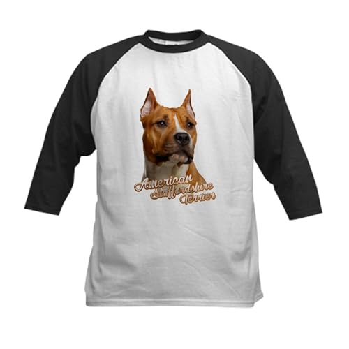 CafePress Pit Bull Kids Baseball T Shirt Kids Cotton Baseball Jersey, 3/4 Raglan Sleeve Shirt Black/White