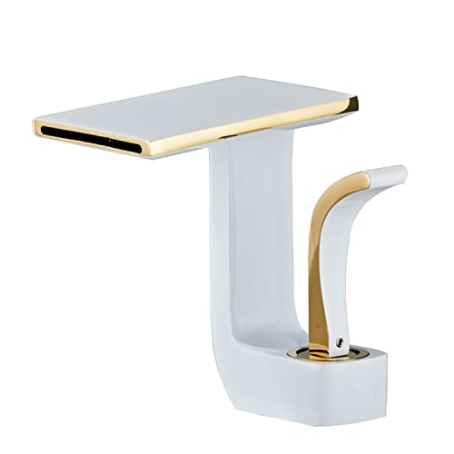 Grifos de baño en cascada compatibles con lavabo, grifo mezclador agua fría y caliente latón macizo, grifos una sola manija, negro