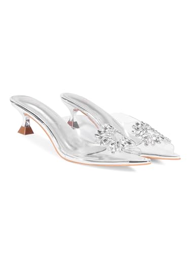 Image of JM LOOKS Comfortable and Stylish Kitten Heels Transparent Upper Sandals For women and Girls