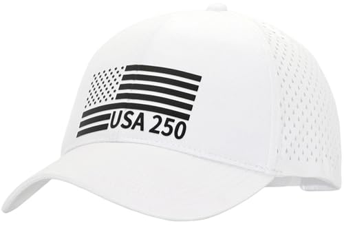Image of 250th Anniversary USA Flag Hat, Laser Cut Breathable Mesh Patriotic Tactical Baseball Cap for Men Women, Fits OSFM&XXL Head