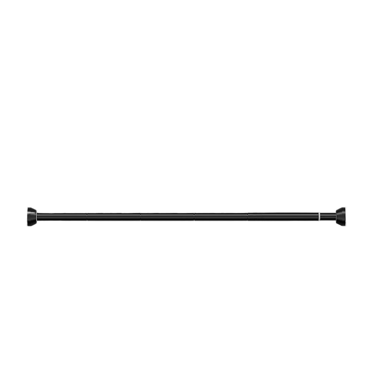 Verstellbare Gardinenstange aus Edelstahl, 65–255 cm | Edelstahl, verstellbar, ohne Bohren, Balkon/Badezimmer, Wäscheständer(BLACK65-175CM)