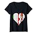 Donna Bandiera Irlandese Italiana Cuore Maglietta con Collo a V