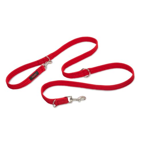 Guinzaglio doppio HALTI - guinzaglio multifunzionale per addestrare e camminare con il cane. Leggero e imbottito in neoprene Adatto per cuccioli (taglia L, rosso, 2 m)