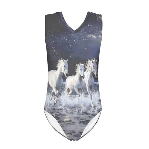 Image of Xpyiqun Swimsuits for Girls 3-14 V Neck Sleeveless Bathing Suit Summer Sport One Piece Swimwear Beach Swimming