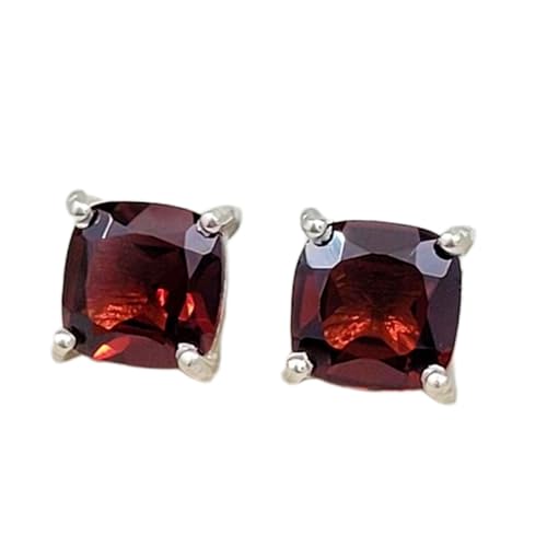 Boucles d'oreilles grenat naturel argent 925 minimaliste haut de gamme