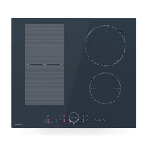 Klarstein Delicatessa 60 Placa Inducción - 4 Zonas, 7000W Thermoboost, Flexizone, Control Deslizante, Seguridad Infantil, Antracita, 59cm Vitrocerámica