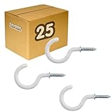 keypak Weiße geschulte Metall-Schraubhaken für Tassen, Schlüssel, 31 mm, 25 Stück