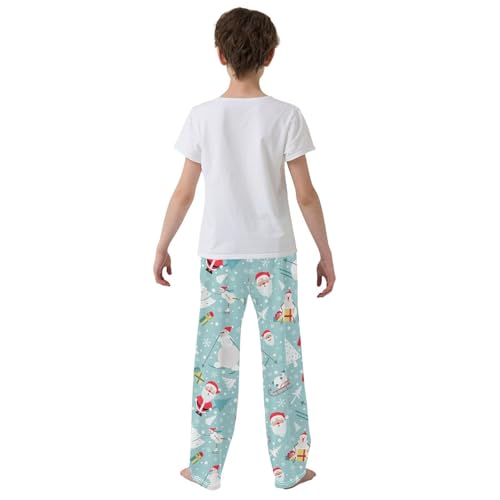 Skating Santa Snowman Boys Long Pants Soft Trousers Elastic Waist Kids Lounge Bottoms with Pockets S-XL3
