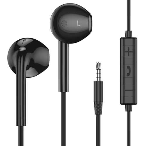 MOSWAG in Ear Wired Headphones, Wired Earbuds with Microphone, 3.5mm Jack in Ear Headphones with Microphone Suitable for Smartphones, Computers, Laptops, IPads, MP3 Players, Etc