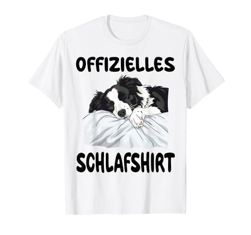 Schlafanzug Nachthemd Nachtwäsche Co. Lustiges Border Collie Hund Offizielles Schlafshirt T-Shirt, Weiß, Kurzarm, Crew-Kragen, Klassische Passform, Unisex, S