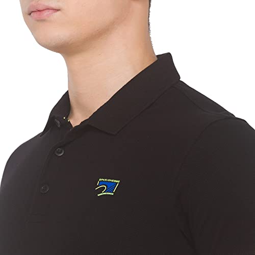 Image of Spykar Men's Embellished Slim Fit Polo T-Shirt