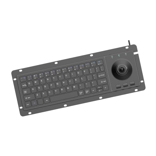 Teclado de 64 teclas con trackball integrado y carcasa ABS para entornos industriales
