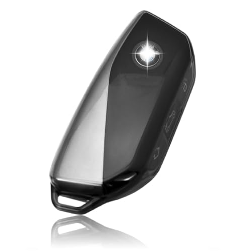 Image of JVCV Soft TPU Transparent Cover Compatible with BMW 2023 New 7 Series 740i 760i X1 X7 XM IX I7, X5 smart Key (Transparent Black.).