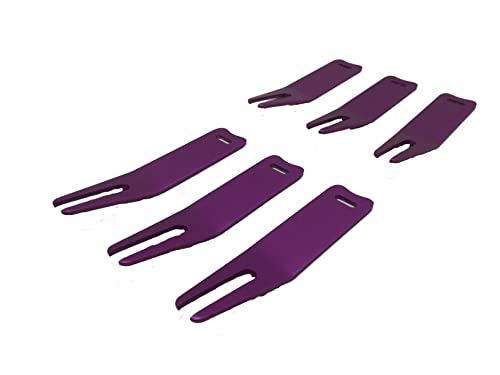 Golf Divot Repair Tool, Perfect for Fxing Divots Left in Greens, 3 inches Fork Curved Accessories, 6 Pieces ~ Purple