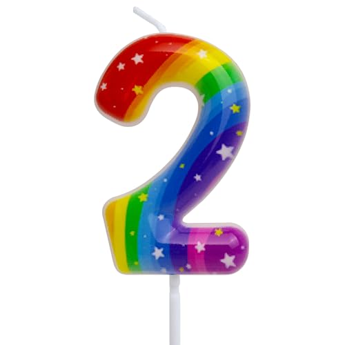 Rainbow Birthday Candles Rainbow Star Themed 2nd Cake Toppers Candle for Women Girls Baby Shower Wedding Birthday Party Decorations Supplies