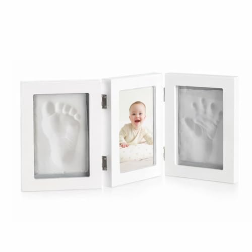 Jané Cadre Empreintes Bébé avec Photo, Pâte à Modeler Incluse, Séchage 24h, Main et Pied, Blanc