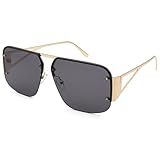 Melpomenia Trendy Aviator Sunglasses for Women Men Retro Metal Rimless Frame Shades Lentes De Sol Para Mujer(Gold/Grey)