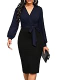 Elegant & Exquisite - Chic and elegant V neckline design accentuates your shoulder neck line and adds a touch of sophistication to your outfits. Highlight Body Curve - Long sleeves design are perfect for any season. Flattering bodycon pencil dress cu...