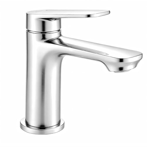 BELZ Robinet Salle Bain, Mitigeur de Lavabo Moderne - Robinet Mélangeur en Laiton Massif, Économiseur D'Eau et Durable, Chromé