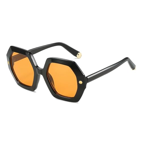 Vintage Polygon Sunglasses Women Fashion Metal Rivets Uv400