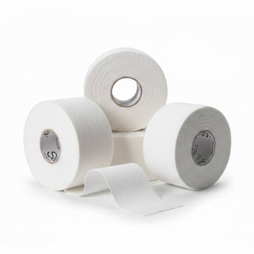 Image of Stoga Athletic Sports Tape 1.5 inch x 15 Yards | Rigid Zinc Oxide Strapping Tape, No Residue, Hand Tearable | Ankle, Wrist, Knee, Finger Support | Cricket, Boxing, Gym, Physiotherapy (Pack of 3)