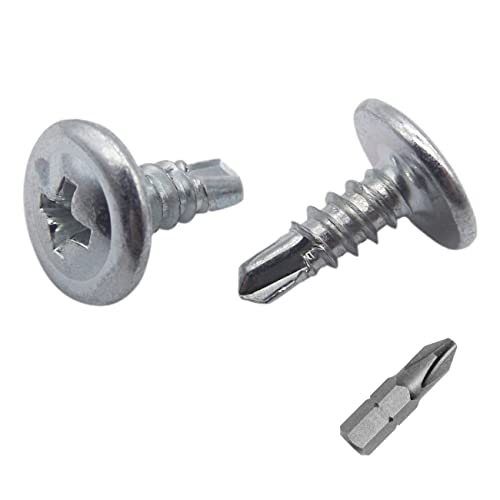 Marcopol Lot de 400 vis cruciformes en acier zingué 4,2 x 13 mm, tête de réglage modifiée, vis auto-foreuse pour tôle, autotaraudeuse (400, 4,2 x 13 mm) Argenté