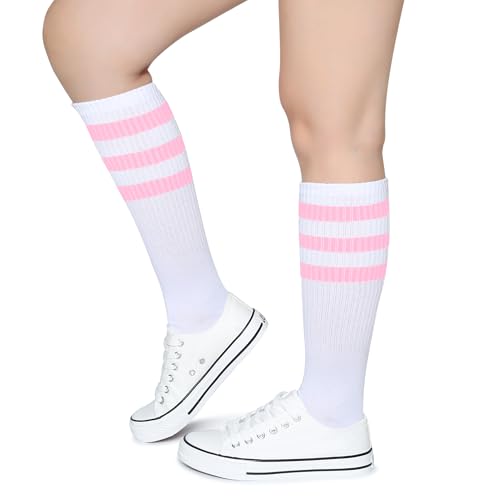 Henwarry Classic Triple Stripes Over the Calf Cotton Retro Tube Socks for Men and Women3