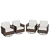 Coos bay harbor retreat 4 pieces outdoor 360 swivel rocker patio chairs patio swivel rocking glider chairs set of 4 pe wicker swivel rocking furniture set brown beige  urban country home decor