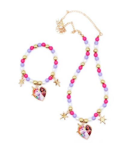 Joy Toy - Unicorn Academy Schmuckset: Halskettchen und Armband aus Plastik mit Sternen und Charms