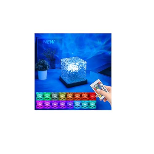 Wave Lamp, Ocean Lamp, LED Nachttischlampe, 16 Farben RGB Tischlampe mit USB-Projektor, Romantisches Dimmbares Ambientelicht für Schlafzimmer,Ozeanwellen Kinder für Geschenk Party