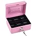 Aumotop Petty Portable Lockable Safe Box with Smooth Handle for Safe Storage of Cash and Jewelry at Home (Small Pink)