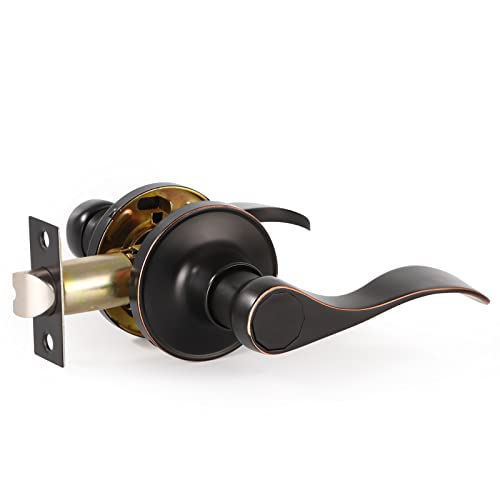 Türgriff-Sets, für Flur und Schranktür, Fallgriff ohne Schlüssel, Türhebel für Links- und Rechtshänder, ölgeriebenes Bronze-Finish, 2 Stück Cover