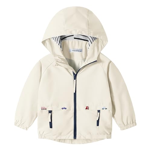 Image of Volunboy Toddler Boys Windbreaker Casual Outerwear Kids Lightweight Zip Hooded Jacket Baby Cute Dust Coat