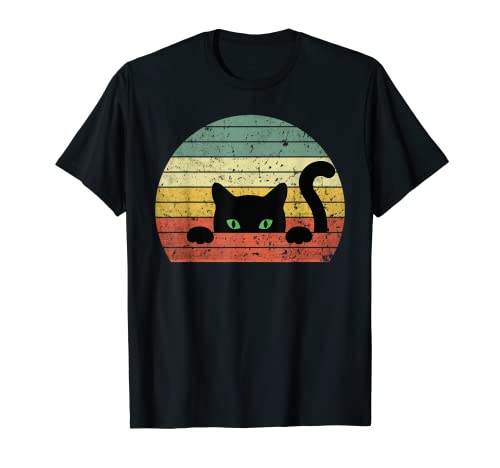 Retro Negro Gato Amante Estilo Vintage Gato Camiseta