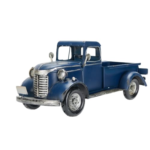 SOFFEE DESIGN 12in Collectible-Vehicles Classic Truck, Pick-up Model Iron Decorations, Collectible Figurine Desktop Car Wine Holder for Home Decor, Dark Blue