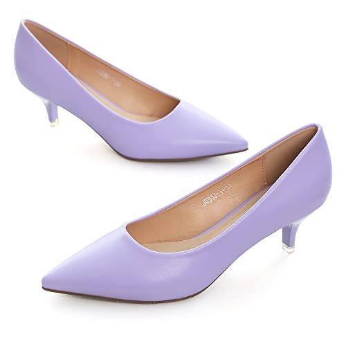 Image of Women's Low Kitten Heel Pumps Classic Fashion Dress Pumps Simple Heeled Shoes for Office Work