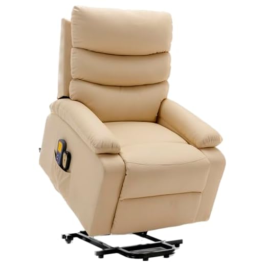 ASTAN HOGAR Sillón Relax con Función Auto-Ayuda (Levanta Personas), Reclinación Eléctrica, Masaje Y Termoterapia, Modelo Ceci AH-AR10530CR, Crema,