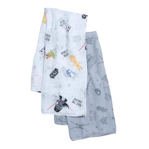 Image of Lambs & Ivy Star Wars 2-Pack Cotton Muslin Newborn Baby Swaddle Blankets