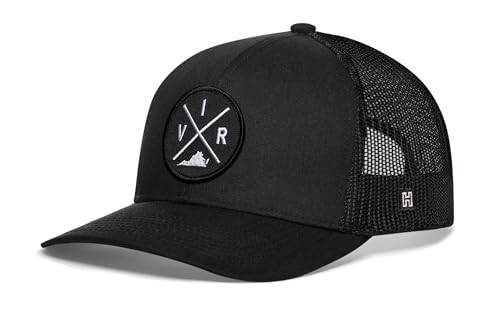 Image of HAKA State City Trucker Hat for Men & Women, Adjustable Baseball Hat, Mesh Snapback, Sturdy Outdoor Black Golf Hat