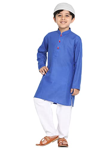 Image of JBN Creation Boys Cotton Blend Kurta Pyjama Set - Ethnic Elegance for Festivals | Comfortable Classic Collar Full Sleeves Kurta for Kids