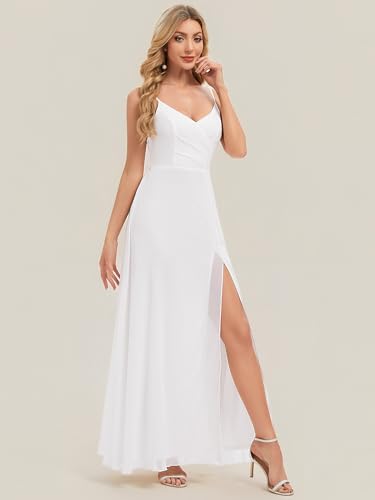 Image of Ever-Pretty Women's Sexy Side Slit V Neck Spaghetti Straps Chiffon A Line Bridesmaid Dress 0128B-PH