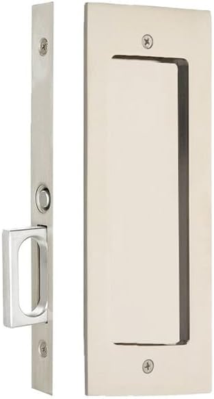 Emtek 2114 7-1/4 Inch Height Passage Pocket Door Mortise Lock from The Modern Rectangular Collection (Bright Nickel)