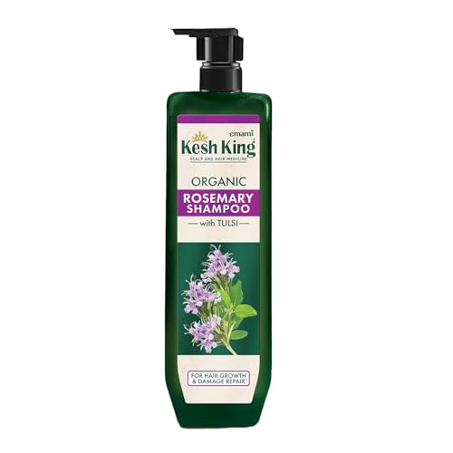 Kesh King Organic Rosemary Shampoo with Tulsi, anti hairfall shampoo for stronger hair growth and damage repair, sulphate free & ayurvedic, 300ml