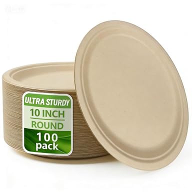 100 Paper Plates - Eco-Friendly & Durable -1