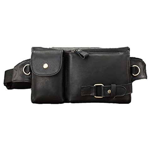Pundarika Leather Chest Bag Men's Leather Waist Bag Business Casual Wallet Anti-Theft Single Shoulder Bag Small Crossbody Black Cover