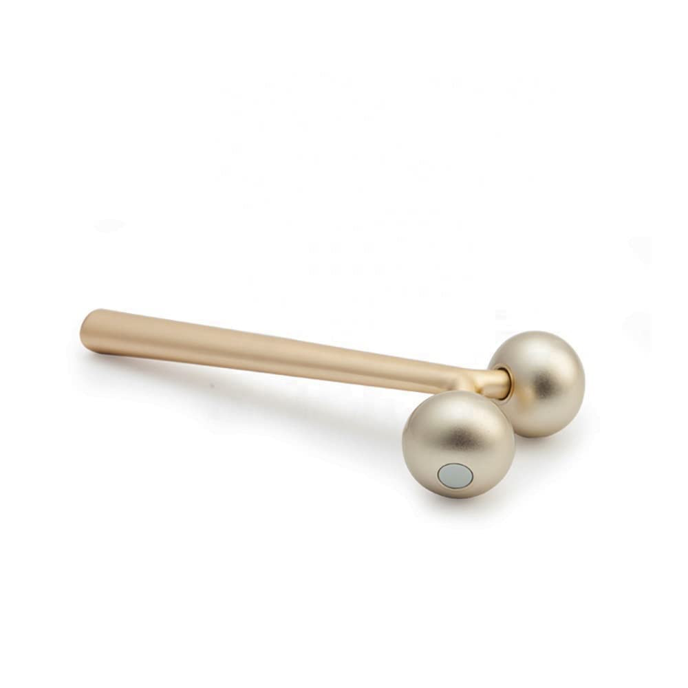 Facial Cooling Metal Gold Roller Massager, Contours Jawline, Promotes Lymphatic Drainage & Puffiness Reducer. Brighter, Smoother, Tighter Neck & Face Gym Exercise Anti-Aging, Not Jade.