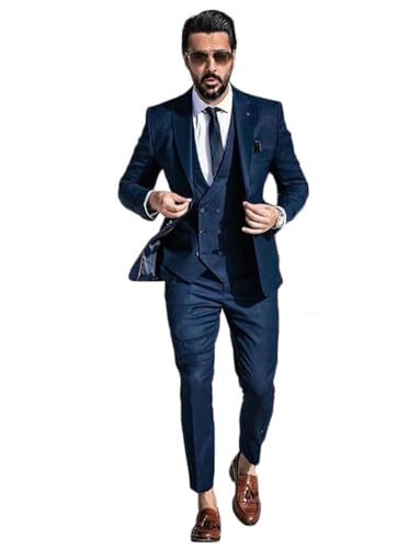 Tenues du marié haut de gamme avec costume trois pièces et gilet croisé chic