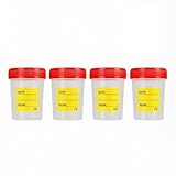 Rocard® Contenitori per Urine, Set da 4 Vasetti Sterili da 120 ml, con Chiusura a Vite, Etichetta Compilabile, Monouso per Analisi di Laboratorio